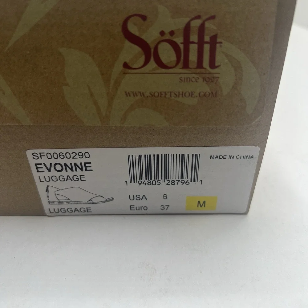 Sofft Evonne Women’s 6 M Luggage Brown Leather Open Toe Slingback Sandals NIB